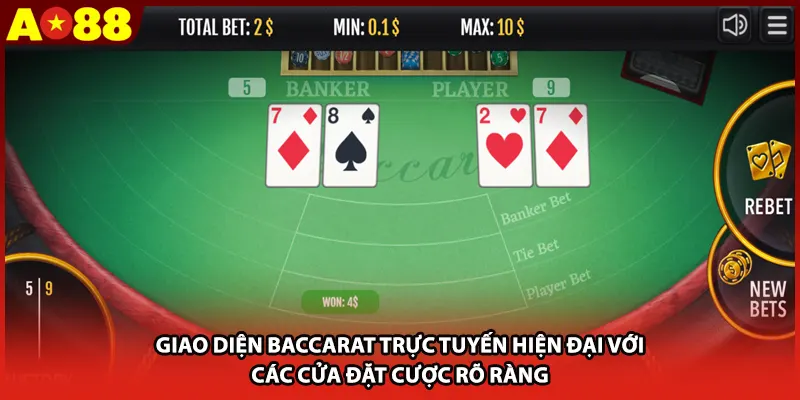 Giao diện Baccarat trực tuyến hiện đại với các cửa đặt cược rõ ràng
